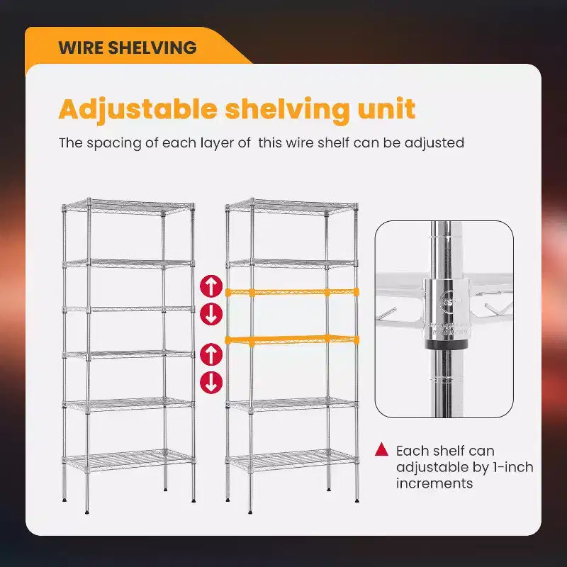 FDW 6-Tier Freely Assemble Wire Shelving Unit Heavy Duty Storage Rack Metal Shelf Garage Storage Shelves