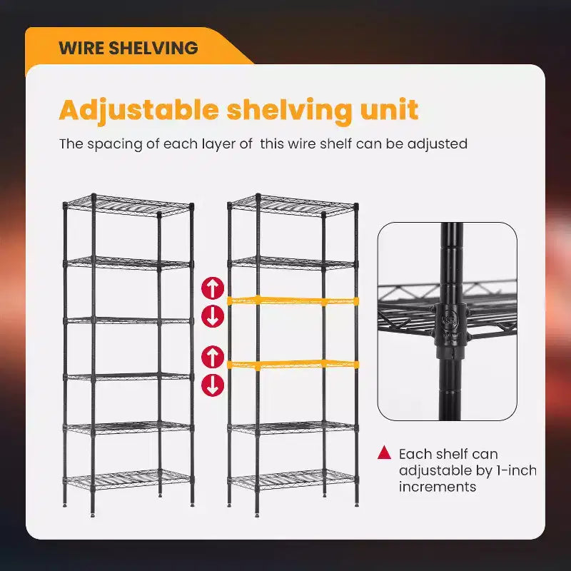 FDW 6-Tier Freely Assemble Wire Shelving Unit Heavy Duty Storage Rack Metal Shelf Garage Storage Shelves