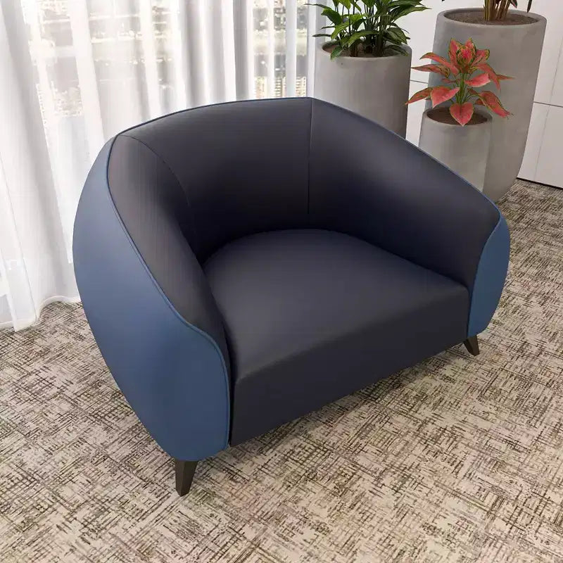 Opula Single-Seater Leather Sofa Accent Armchair with Stainless Steel Legs, Black/White