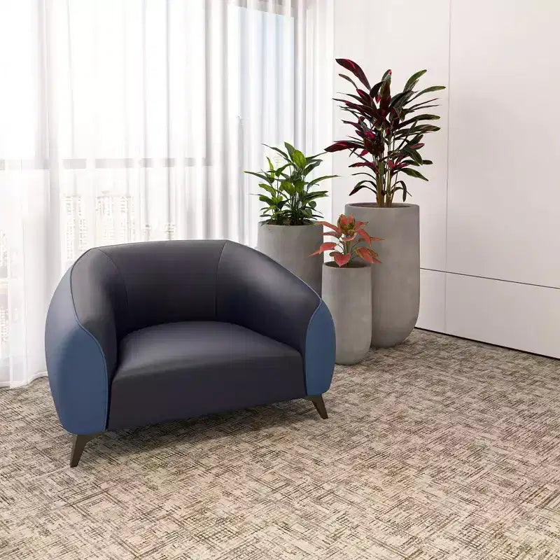 Opula Single-Seater Leather Sofa Accent Armchair with Stainless Steel Legs, Black/White