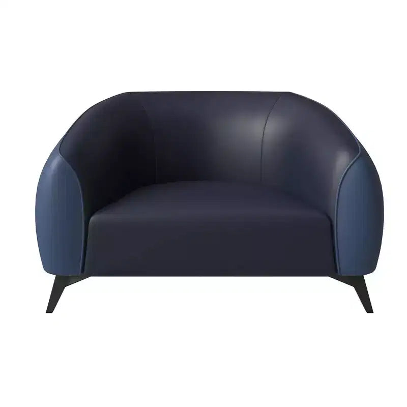 Opula Single-Seater Leather Sofa Accent Armchair with Stainless Steel Legs, Black/White