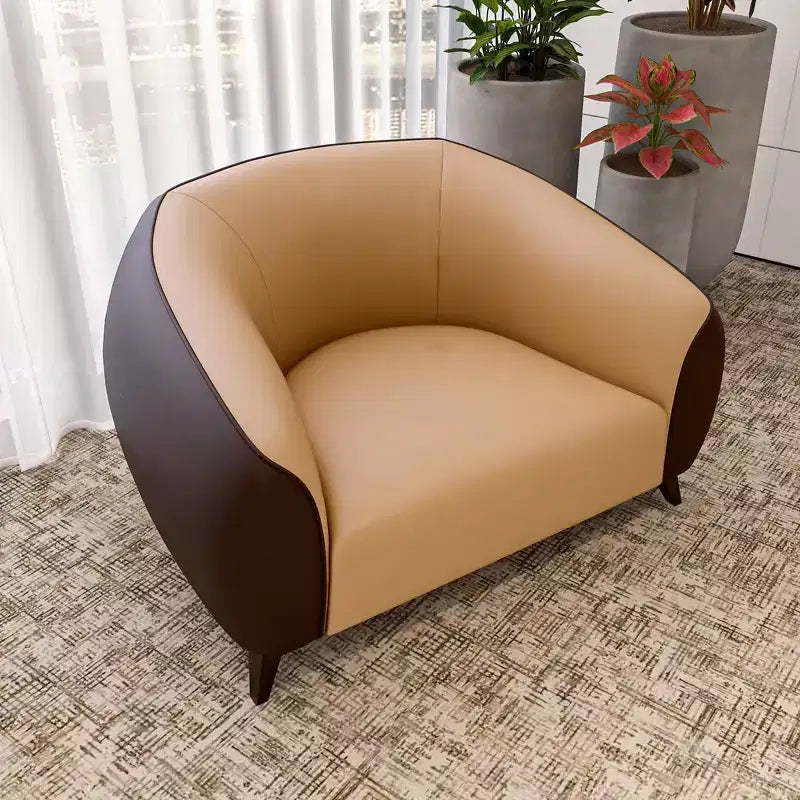 Opula Single-Seater Leather Sofa Accent Armchair with Stainless Steel Legs, Black/White