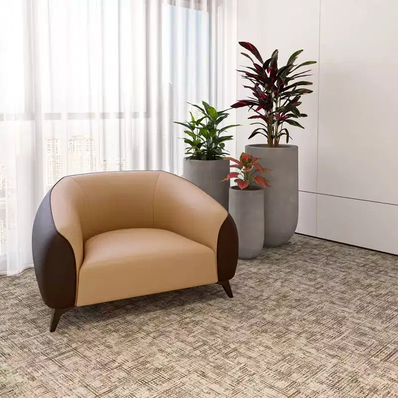Opula Single-Seater Leather Sofa Accent Armchair with Stainless Steel Legs, Black/White