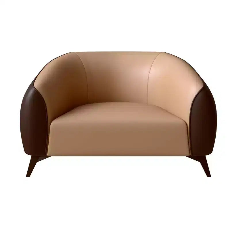 Opula Single-Seater Leather Sofa Accent Armchair with Stainless Steel Legs, Black/White