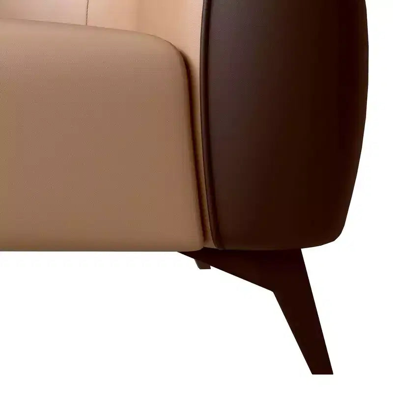 Opula Single-Seater Leather Sofa Accent Armchair with Stainless Steel Legs, Black/White