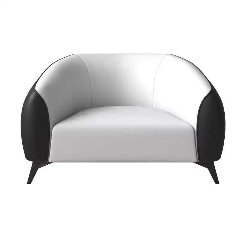 Opula Single-Seater Leather Sofa Accent Armchair with Stainless Steel Legs, Black/White