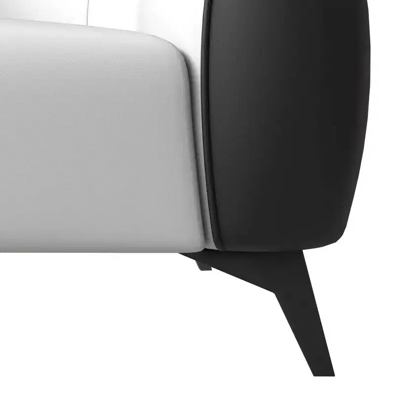 Opula Single-Seater Leather Sofa Accent Armchair with Stainless Steel Legs, Black/White