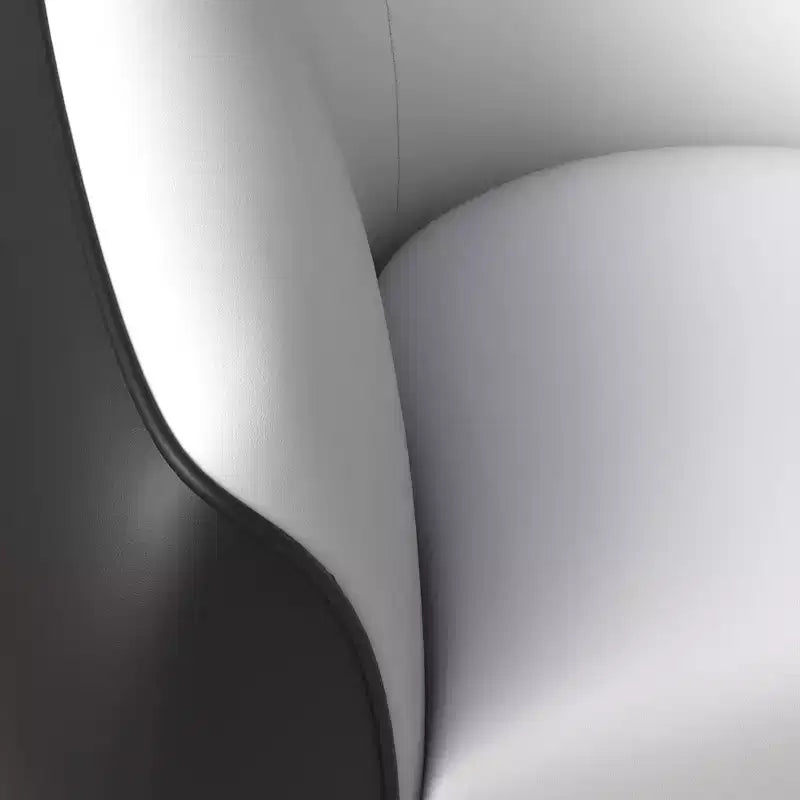 Opula Single-Seater Leather Sofa Accent Armchair with Stainless Steel Legs, Black/White