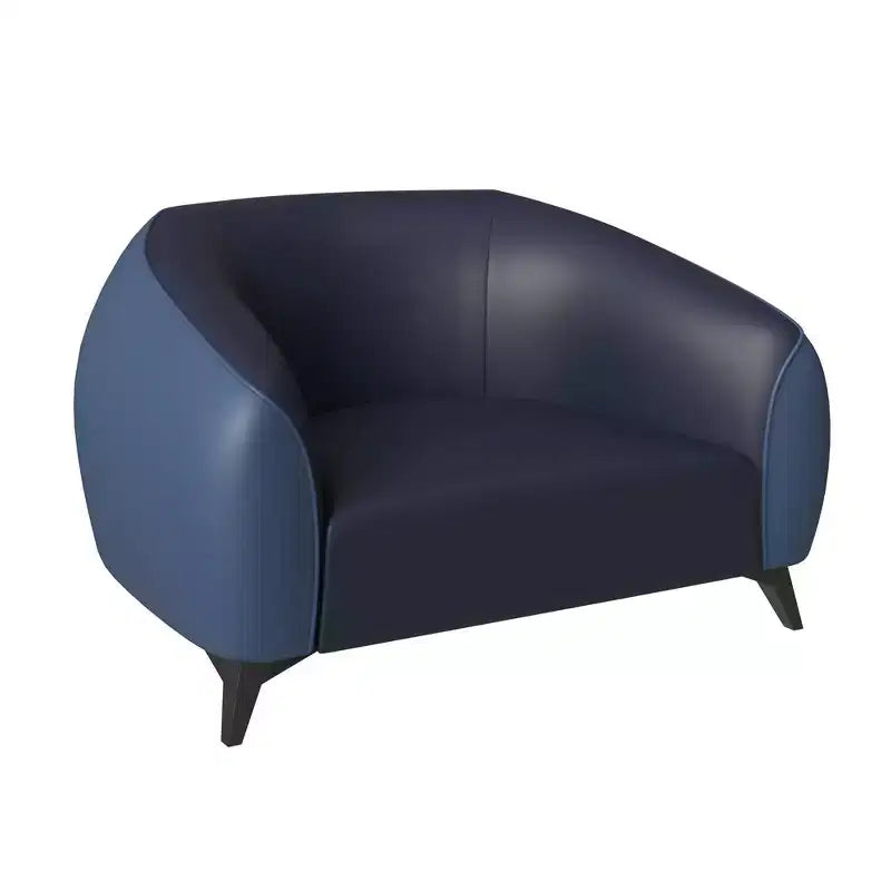 Opula Single-Seater Leather Sofa Accent Armchair with Stainless Steel Legs, Black/White