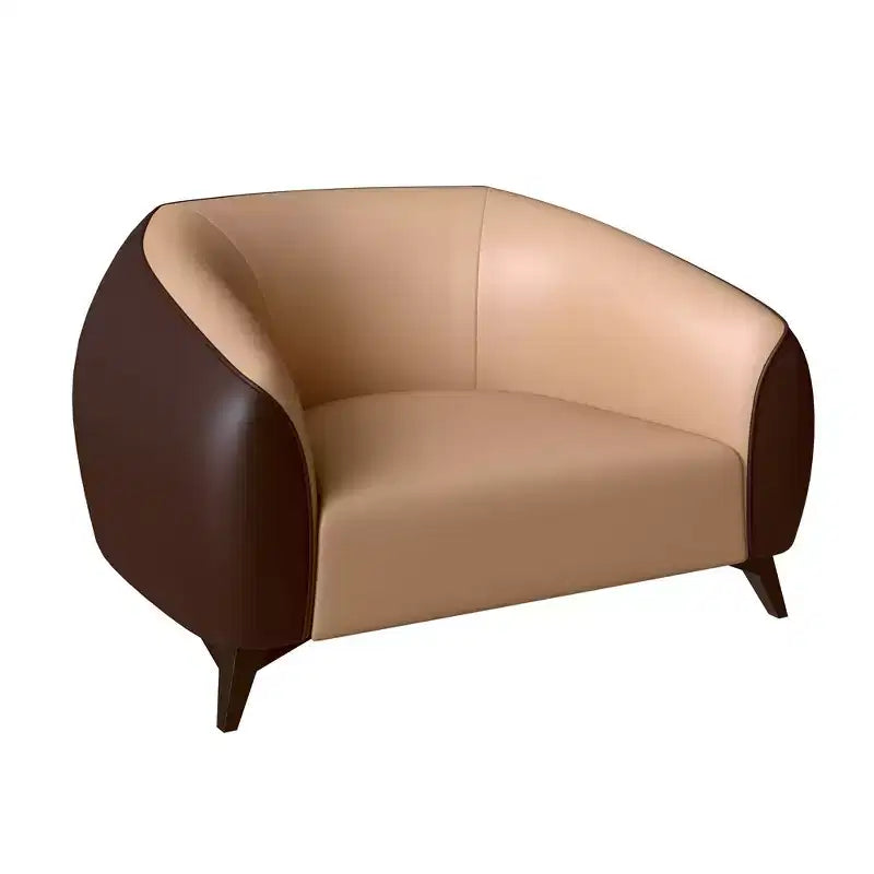 Opula Single-Seater Leather Sofa Accent Armchair with Stainless Steel Legs, Black/White