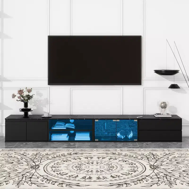 Mobile TV moderno a LED con controllo tramite APP, per TV fino a 105'' con ante in vetro temperato
