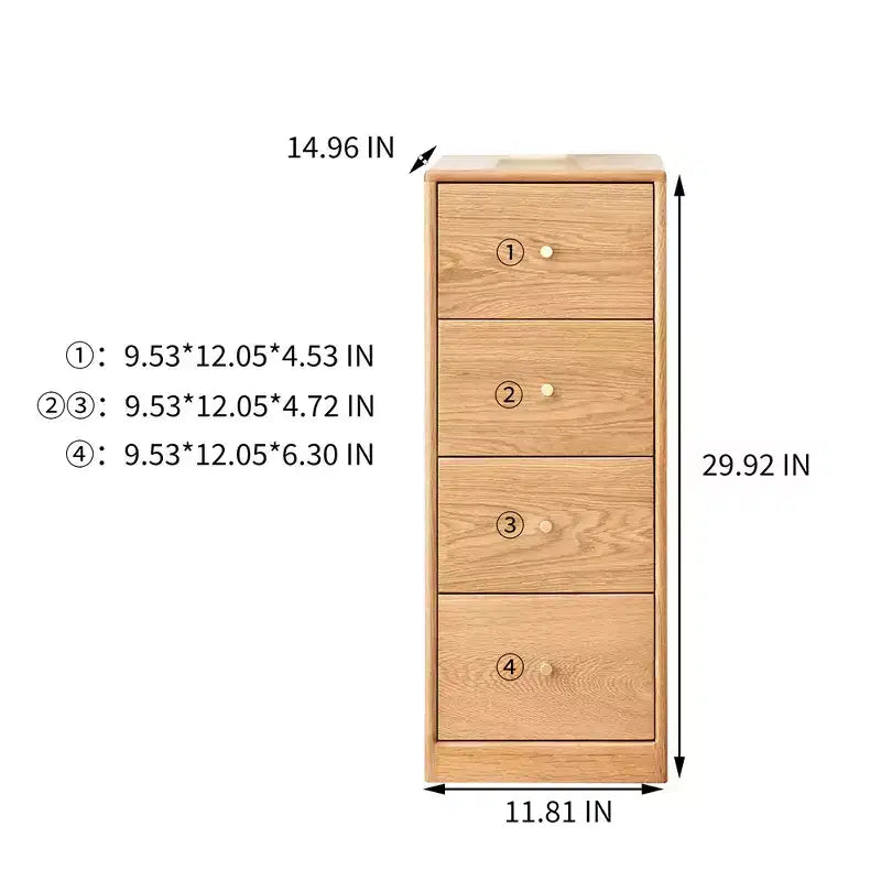 Nightstand with 4 Drawers, Wooden Bedside Table with Storage, Small Dresser Organizer, Freestanding Storage Cabinet for Bedroom Hallway Small Space