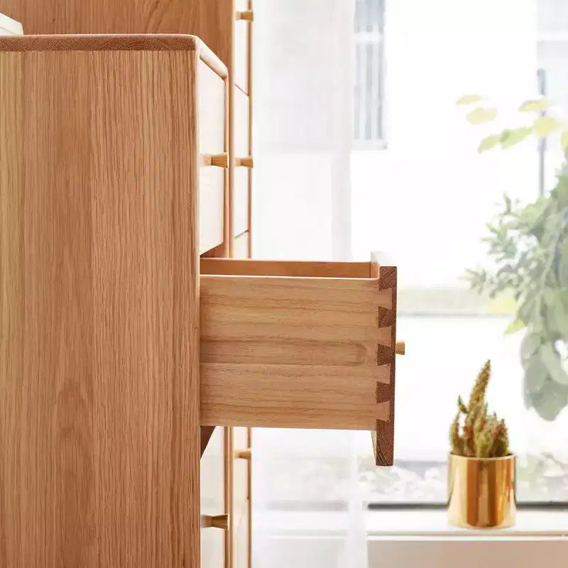 Nightstand with 4 Drawers, Wooden Bedside Table with Storage, Small Dresser Organizer, Freestanding Storage Cabinet for Bedroom Hallway Small Space