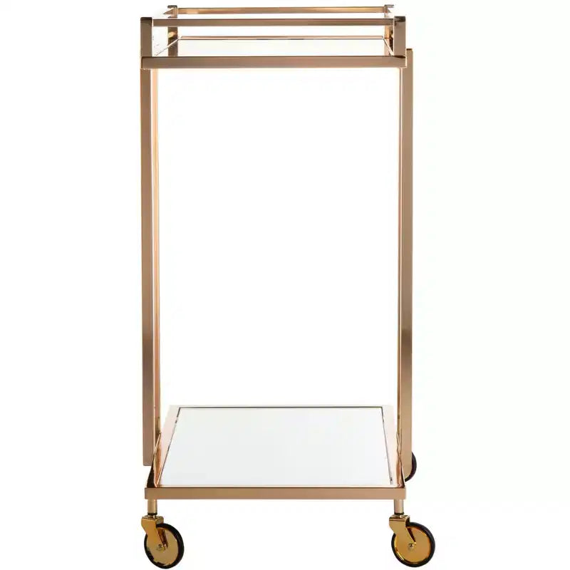 Capri 2 Tier Rectangle Bar Cart - BCT8003A - Gold/Mirror - Safavieh