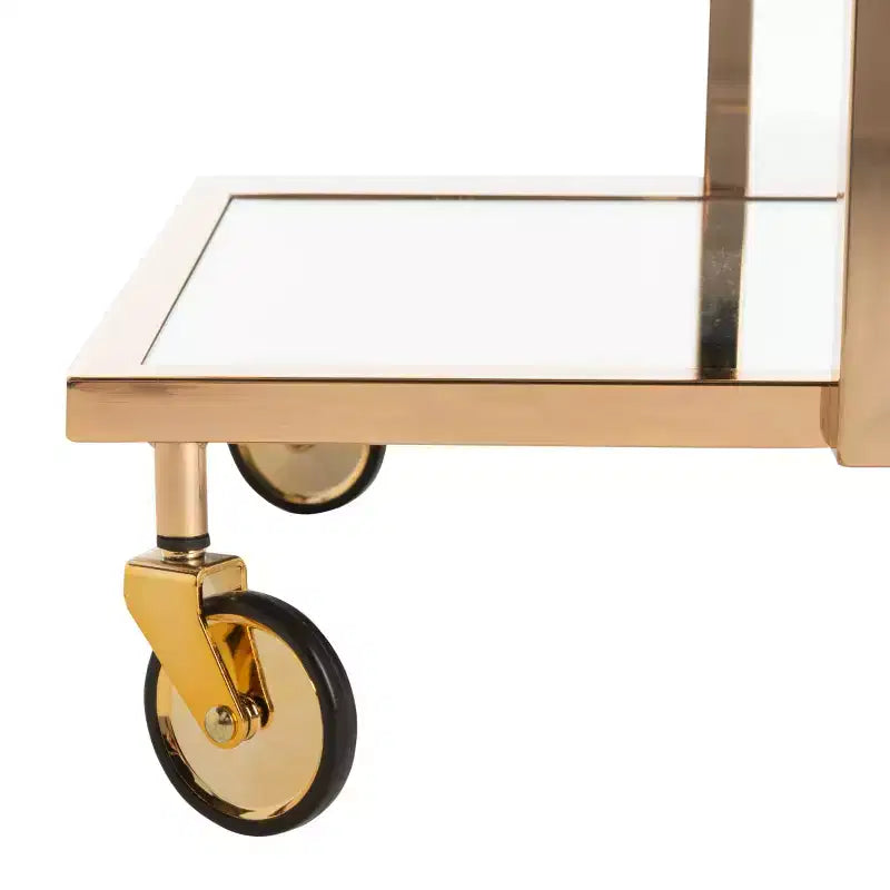 Capri 2 Tier Rectangle Bar Cart - BCT8003A - Gold/Mirror - Safavieh