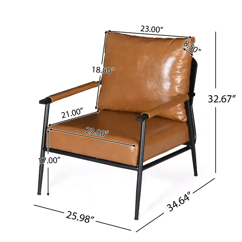 Christopher Knight Home Wayne Faux Leather and Metal Accent Chair, Brown/Black