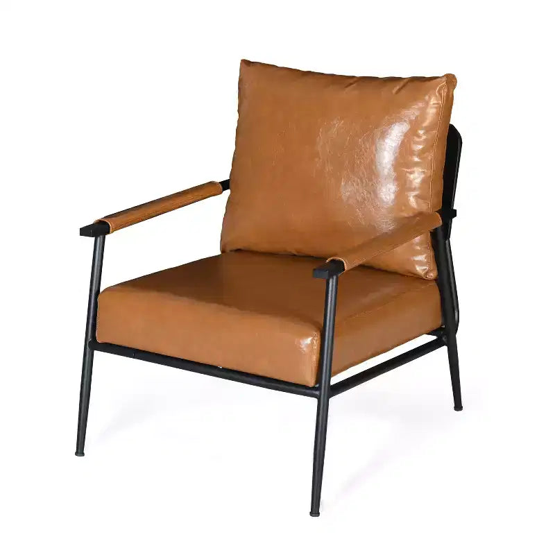 Christopher Knight Home Wayne Faux Leather and Metal Accent Chair, Brown/Black