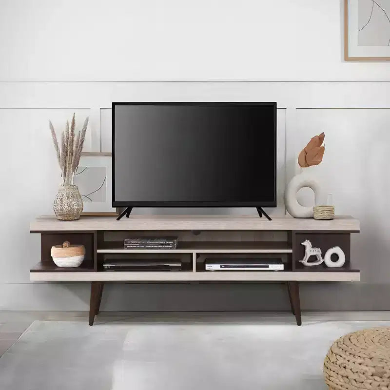 Mobile TV in Legno da 70,87 pollici con 5 Ripiani Contenitori, Adatto per TV fino a 75 pollici