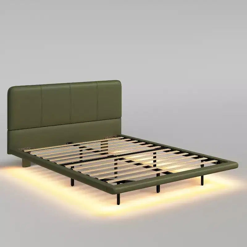 Christopher Knight Home Korli Full Size Modern Upholstered Floating Bed with LED Lighting