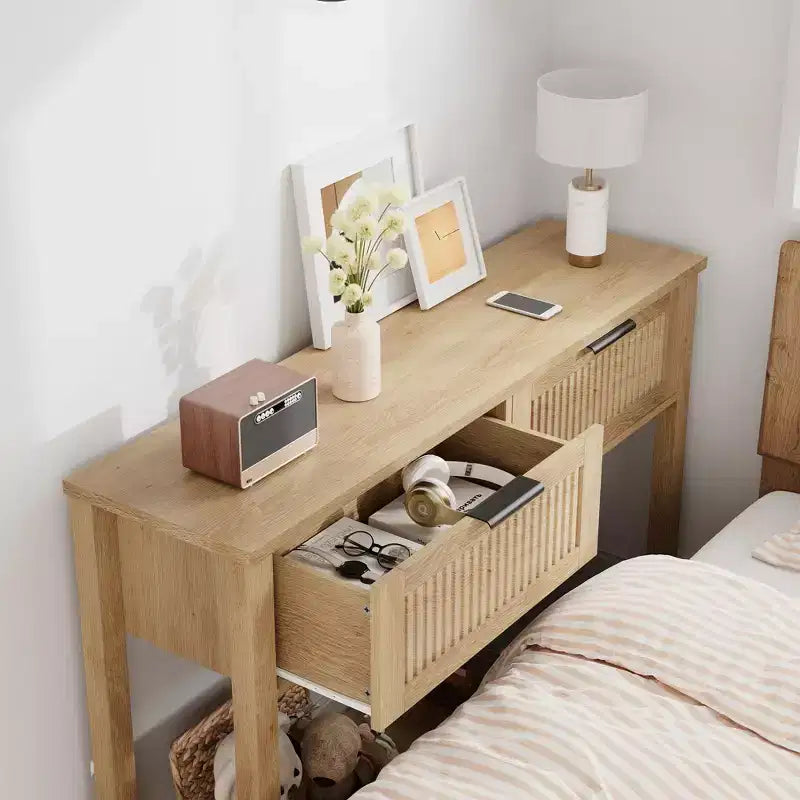 Garvee Console Table Boho Entryway Table Sofa Table Hallway Foyer Table Behind Couch Table with 2 Drawers and Open Storage Shelf for Living Room