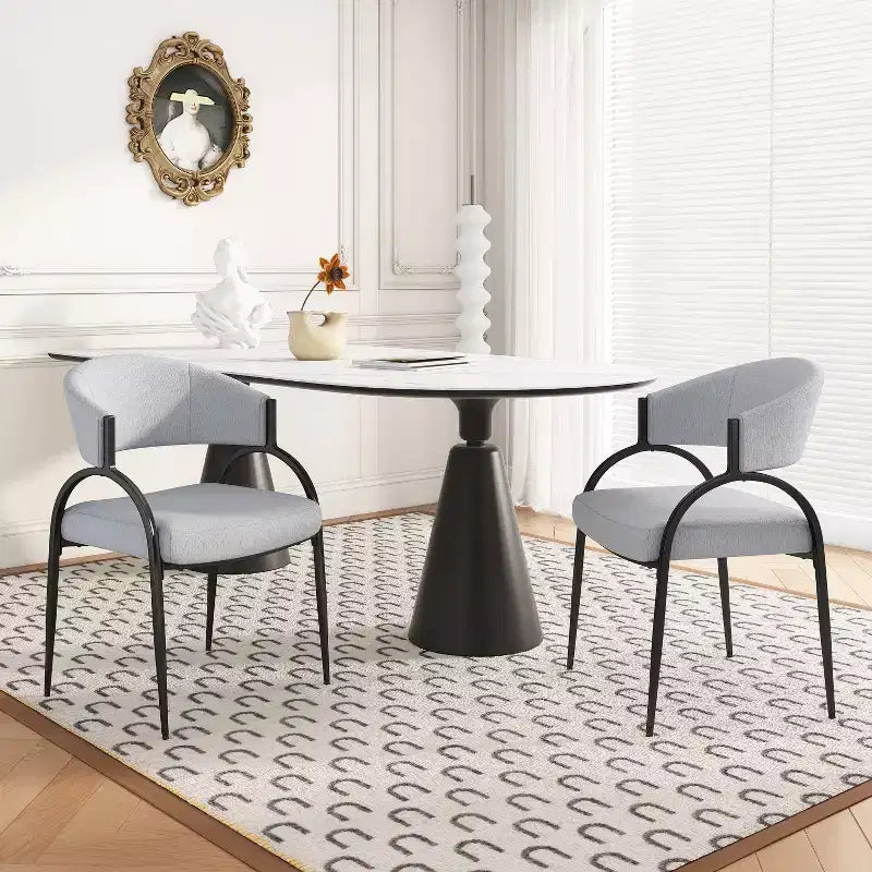 Christopher Knight Home Hayden Upholstered Armrest Dining Chairs with Metal Legs (Set of 2)