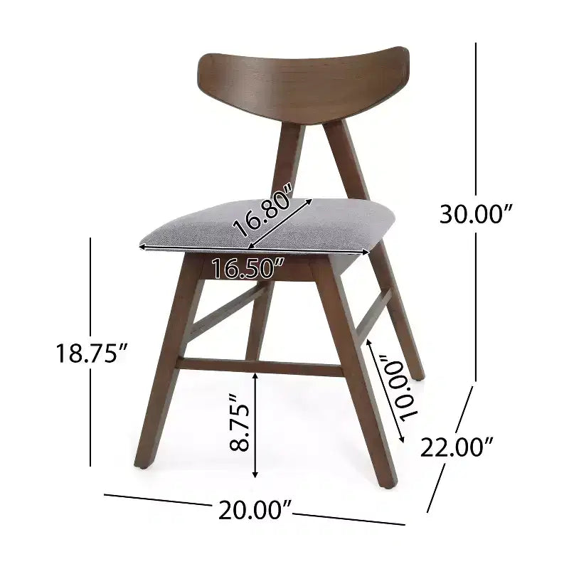 GDFStudio Sunapee Mid Century Modern Fabric Upholstered Wood Dining Chairs (Set of 2)