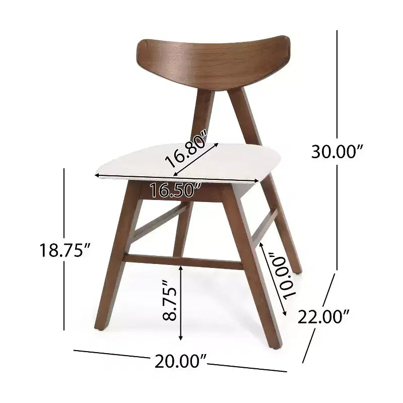 GDFStudio Sunapee Mid Century Modern Fabric Upholstered Wood Dining Chairs (Set of 2)