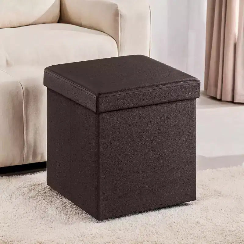 15 pouf ottomano con contenitore, poggiapiedi pieghevole, panca ottomana con contenitore, cassa portaoggetti a cubo con capacità di carico di 300 kg