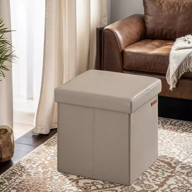 15 pouf ottomano con contenitore, poggiapiedi pieghevole, panca ottomana con contenitore, cassa portaoggetti a cubo con capacità di carico di 300 kg
