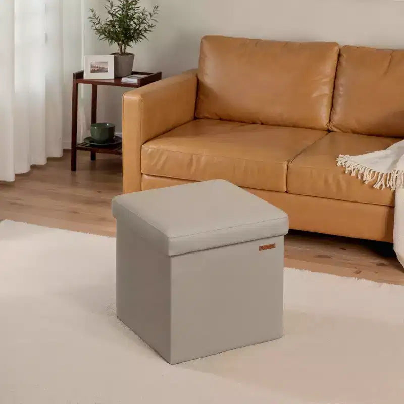 15 pouf ottomano con contenitore, poggiapiedi pieghevole, panca ottomana con contenitore, cassa portaoggetti a cubo con capacità di carico di 300 kg