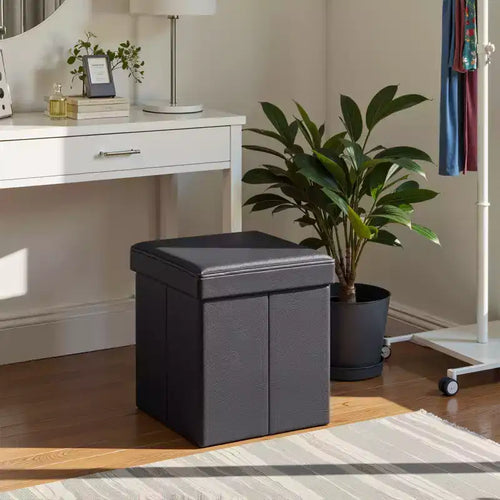 15 pouf ottomano con contenitore, poggiapiedi pieghevole, panca ottomana con contenitore, cassa portaoggetti a cubo con capacità di carico di 300 kg