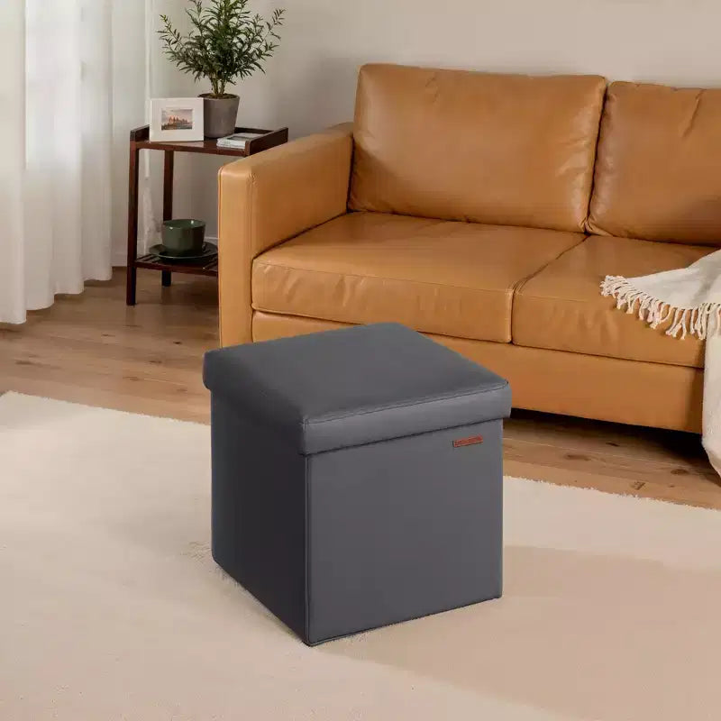 15 pouf ottomano con contenitore, poggiapiedi pieghevole, panca ottomana con contenitore, cassa portaoggetti a cubo con capacità di carico di 300 kg