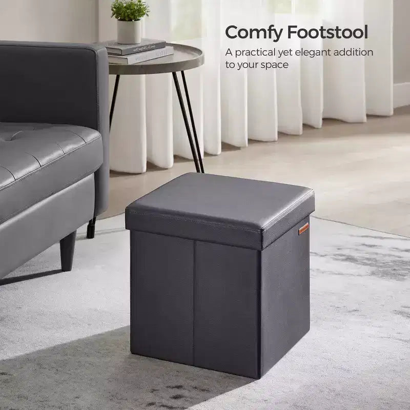 15 pouf ottomano con contenitore, poggiapiedi pieghevole, panca ottomana con contenitore, cassa portaoggetti a cubo con capacità di carico di 300 kg