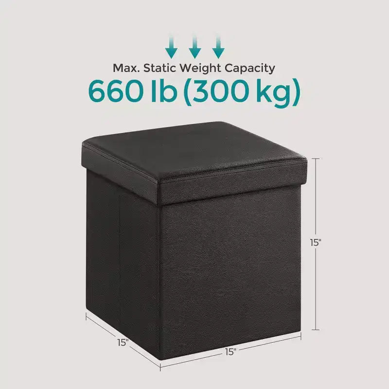 15 pouf ottomano con contenitore, poggiapiedi pieghevole, panca ottomana con contenitore, cassa portaoggetti a cubo con capacità di carico di 300 kg