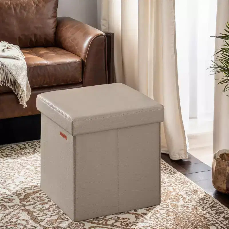 15 pouf ottomano con contenitore, poggiapiedi pieghevole, panca ottomana con contenitore, cassa portaoggetti a cubo con capacità di carico di 300 kg