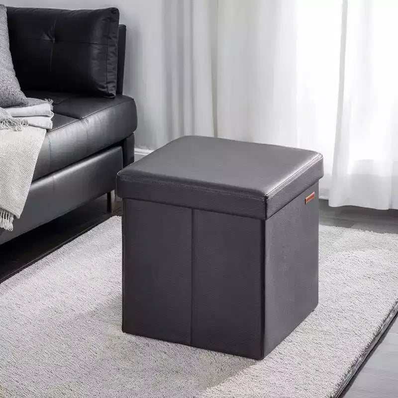 15 pouf ottomano con contenitore, poggiapiedi pieghevole, panca ottomana con contenitore, cassa portaoggetti a cubo con capacità di carico di 300 kg