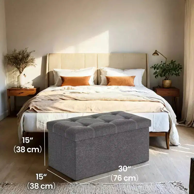 30 Ottoman Storage Bench, Ottoman with Storage, Footstool, Folding Bedroom Bench, Holds 660 lb
