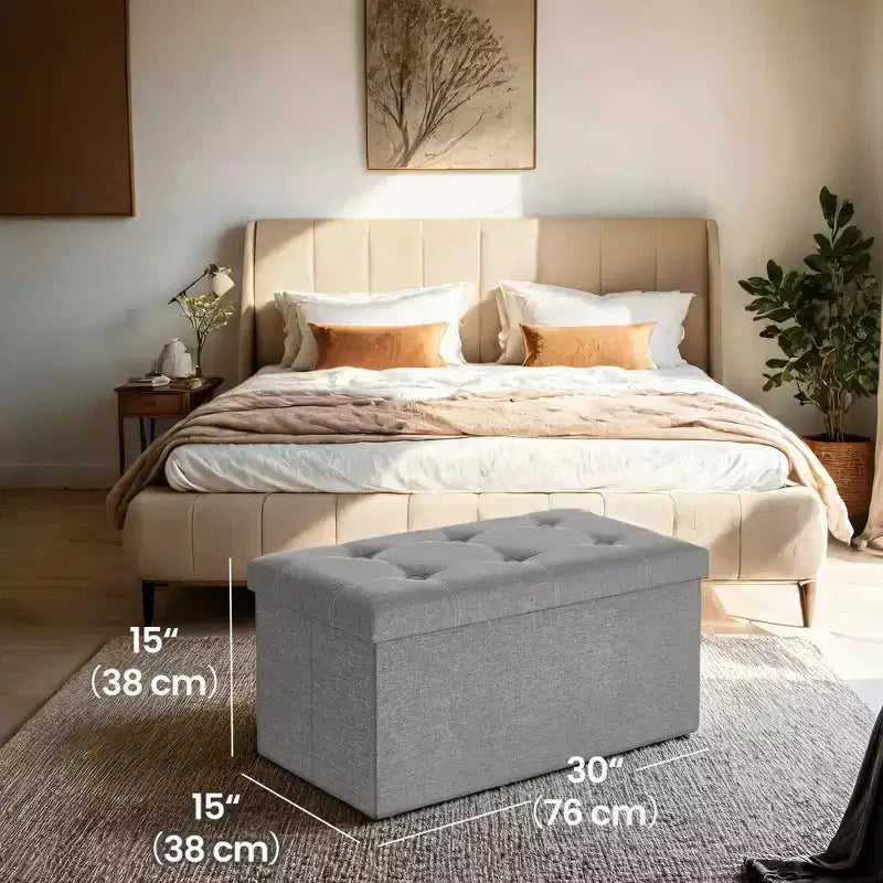 30 Ottoman Storage Bench, Ottoman with Storage, Footstool, Folding Bedroom Bench, Holds 660 lb