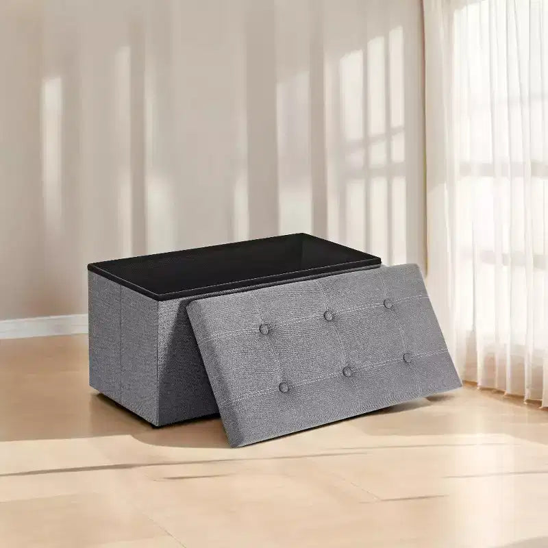 30 Ottoman Storage Bench, Ottoman with Storage, Footstool, Folding Bedroom Bench, Holds 660 lb