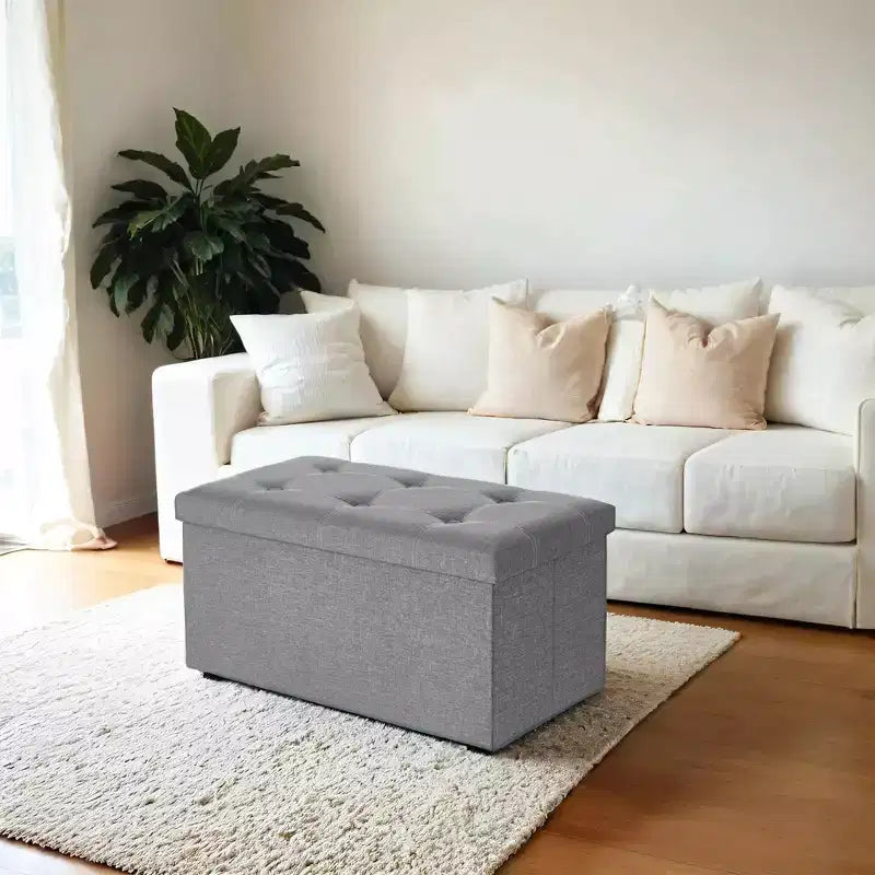30 Ottoman Storage Bench, Ottoman with Storage, Footstool, Folding Bedroom Bench, Holds 660 lb