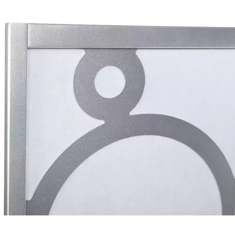 Arvada 4-Panel Wood Room Divider with Circle Pattern, Silver
