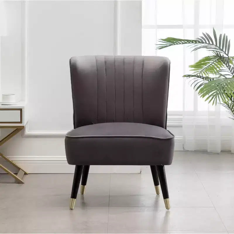 Roundhill Furniture Elon Contemporary Velvet Upholstered Accent Chair, Gray