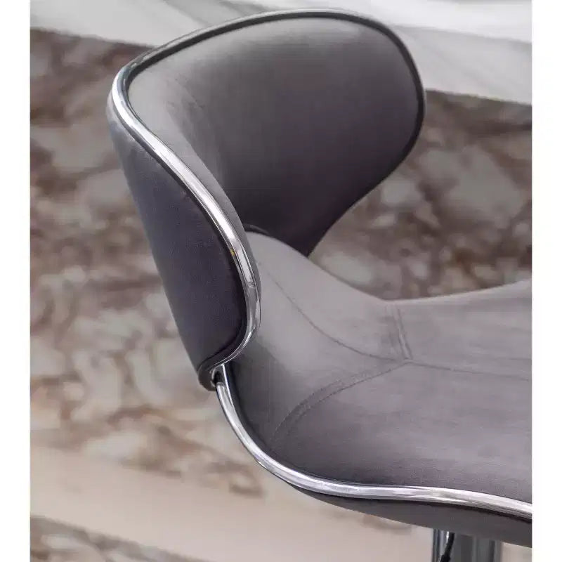 Roundhill Furniture Masaccio Velvet Upholstered Adjustable Swivel Barstool, Gray, Set of 2