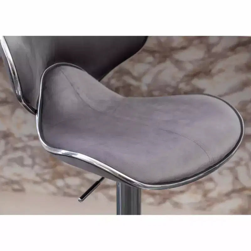 Roundhill Furniture Masaccio Velvet Upholstered Adjustable Swivel Barstool, Gray, Set of 2