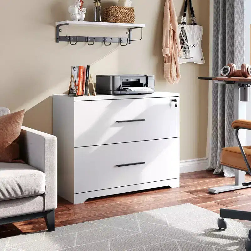 DEXYLLO 2-Drawer Wood Lateral File Cabinet with Lock for Home Office