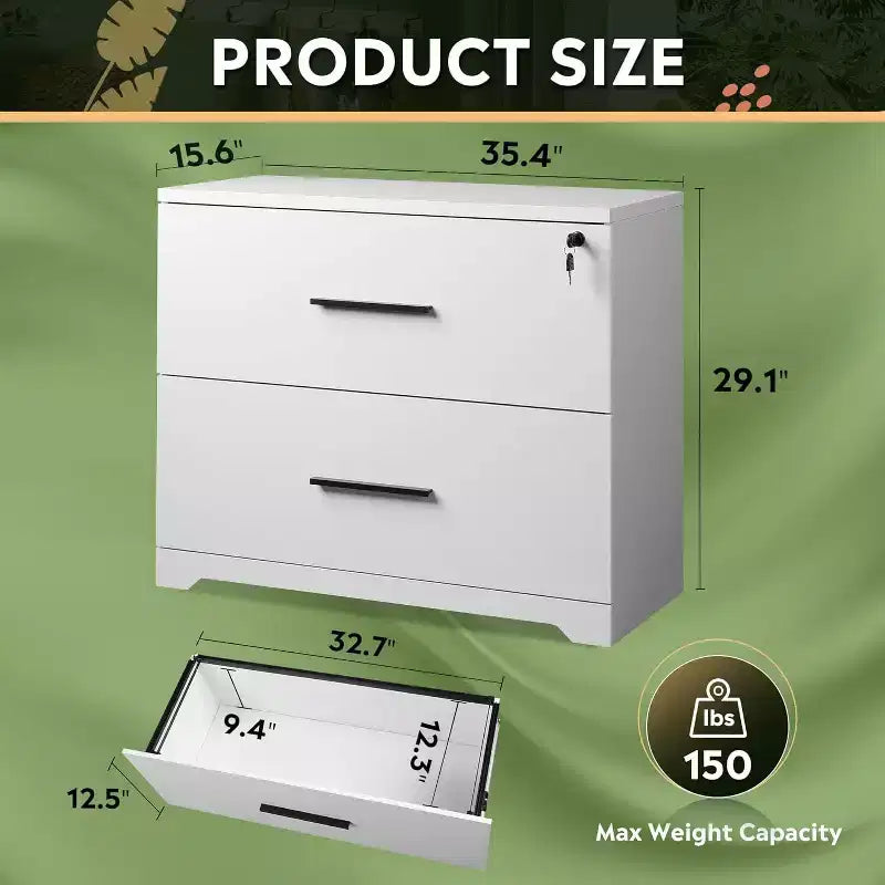 DEXYLLO 2-Drawer Wood Lateral File Cabinet with Lock for Home Office