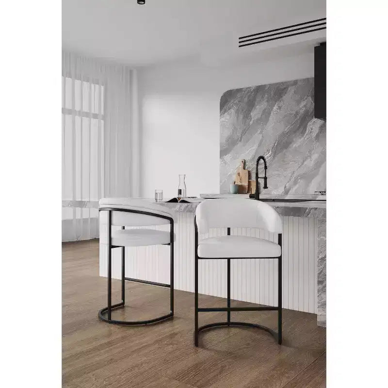 Manhattan Comfort Set of 2 Augusta Modern Leatherette Upholstered Counter Height Barstools