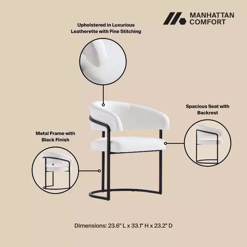 Manhattan Comfort Set of 2 Augusta Modern Leatherette Upholstered Dining Chairs