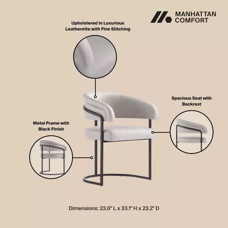 Manhattan Comfort Set of 2 Augusta Modern Leatherette Upholstered Dining Chairs