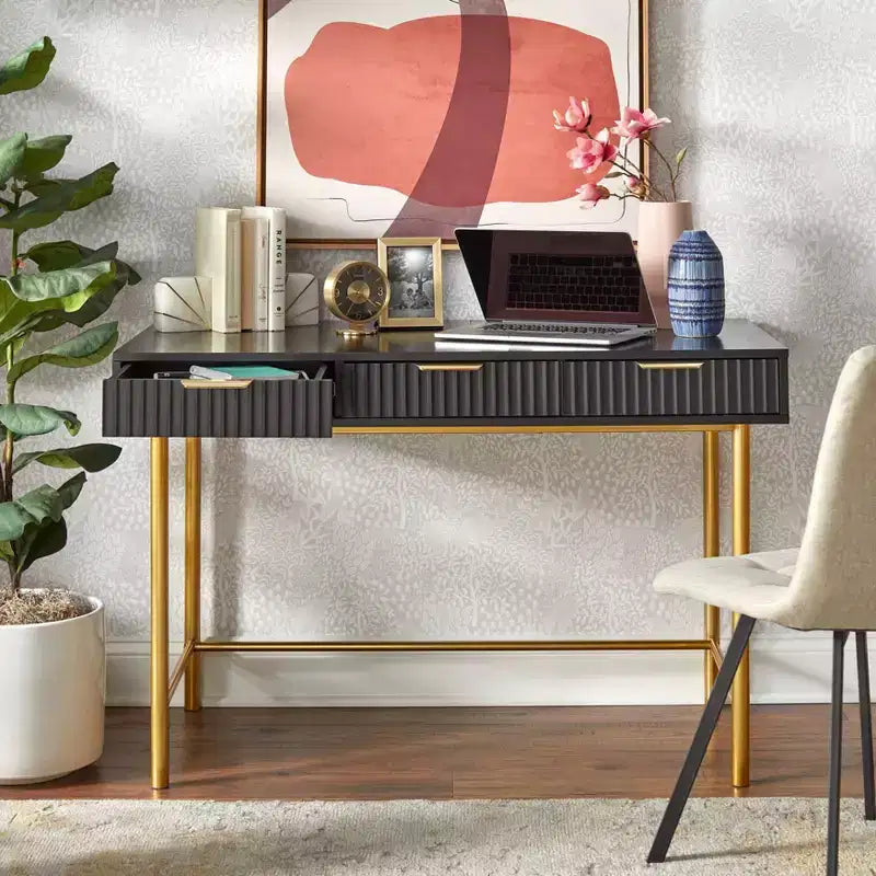 Lifestorey Russo 3 Drawer Modern Glam Desk